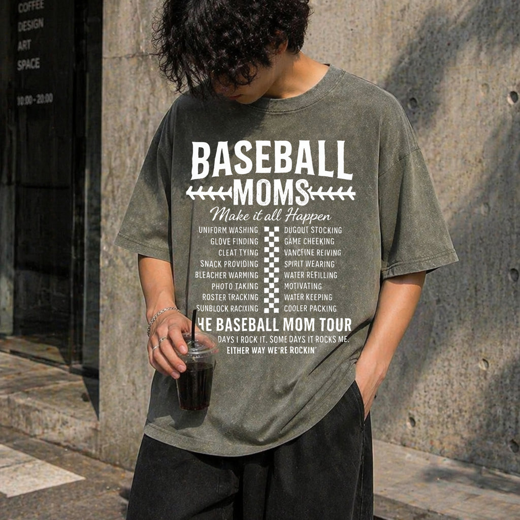 Funny Baseball Mom Vintage Washed T-Shirt - product view