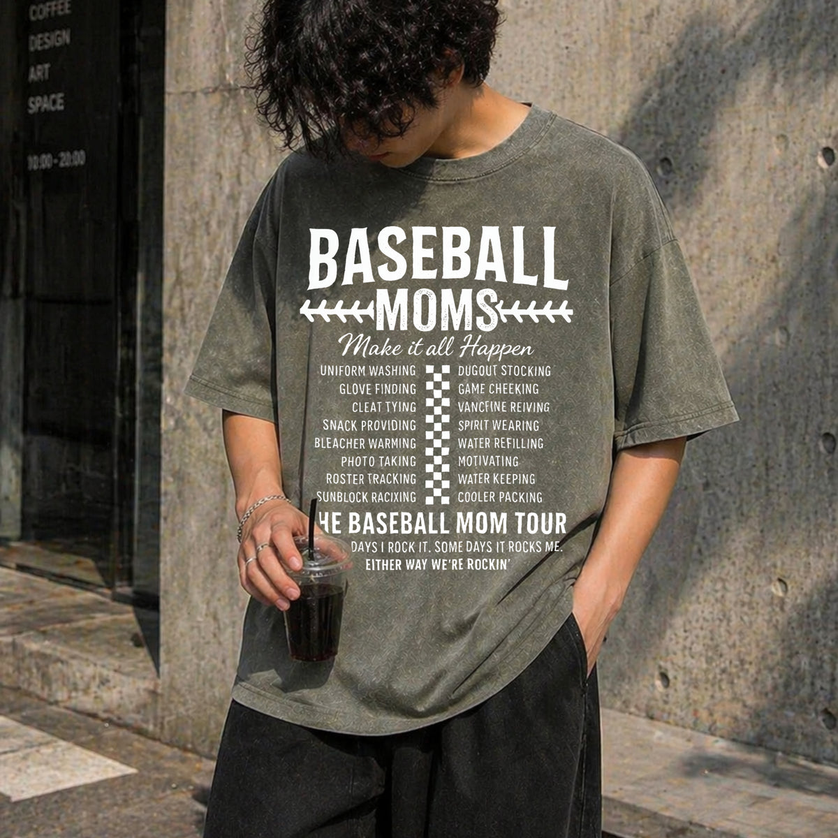 Funny Baseball Mom Vintage Washed T-Shirt - product view