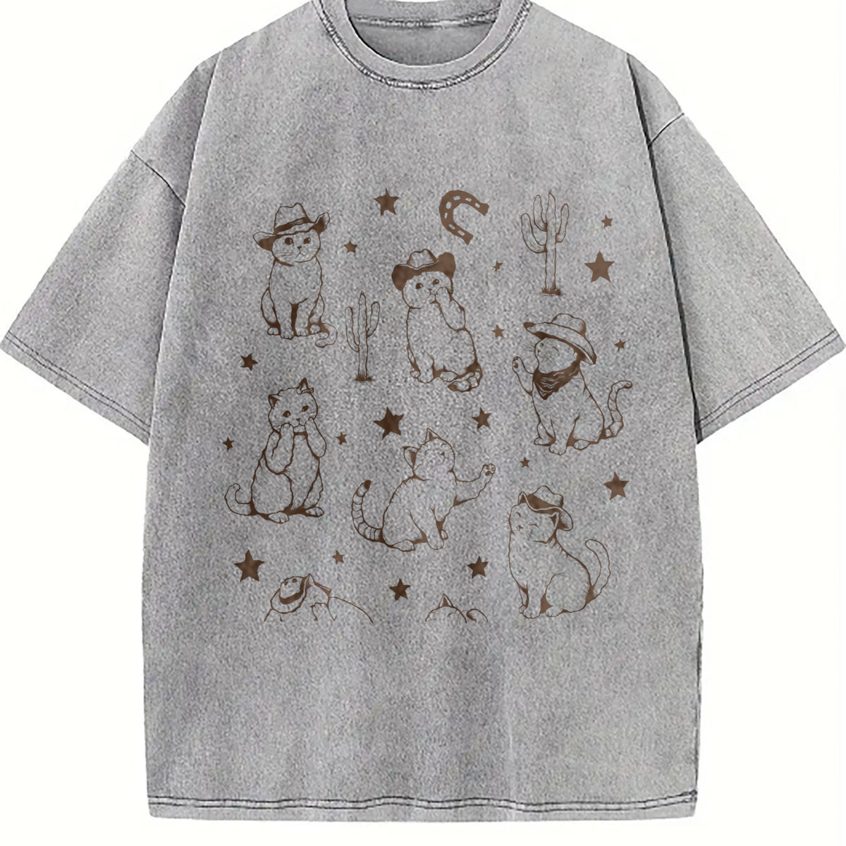 Cowboy Cats And Kittens Western Cowboy Vintage Washed T-Shirt - product view