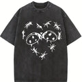 Unisex Oversize Washed Batik Cotton T-Shirt - Ants, Ladybugs, Heart Prints, Super Soft, Pre-Shrunk, Streetwear Menswear Top