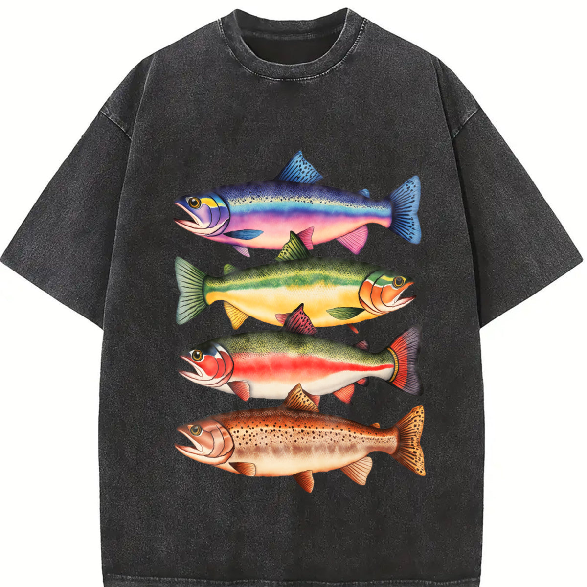 River Fish Species T-Shirt – Women’s Oversized Graphic Tee, Casual Summer Outfit, Short Sleeve Nature Shirt