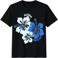 Hibiscus Flower Aloha Hawaii Cotton T-Shirt - Black