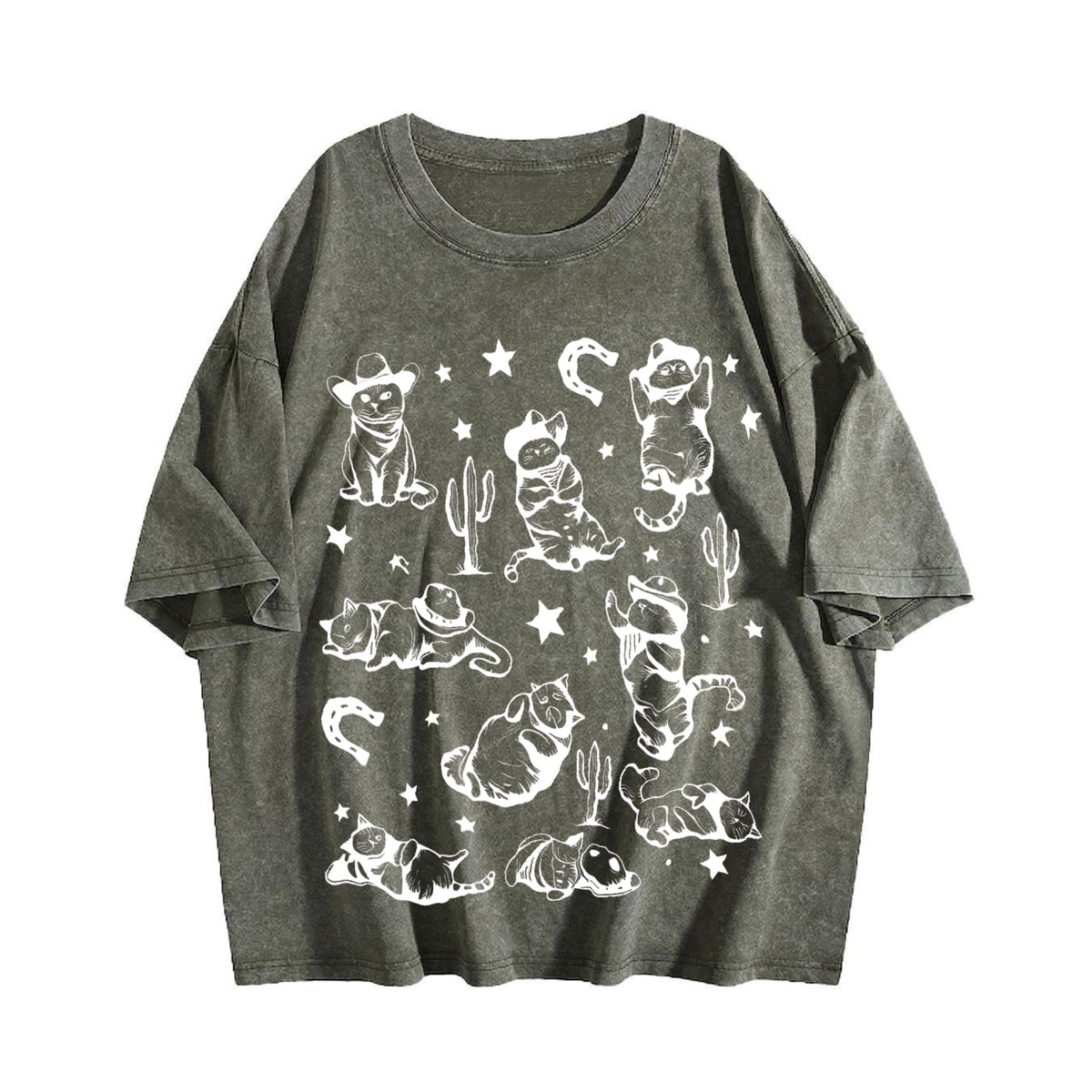 Cowboy Cats Vintage Washed T-Shirt - product view