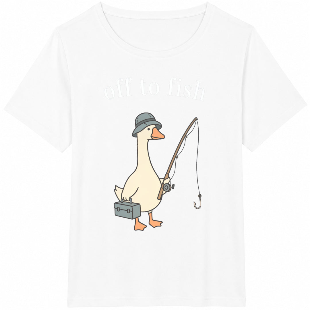 Funny Fishing Goose Cotton T-Shirt - product view