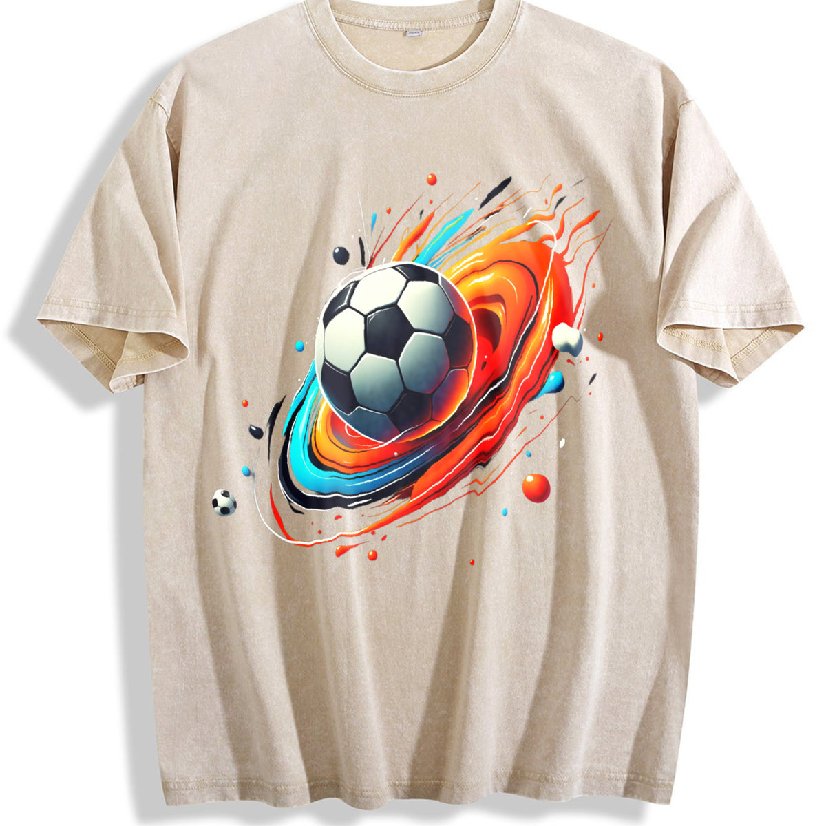 Global Soccer Fan Vintage Washed T-Shirt - Beige