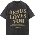 Jesus Loves You Washed T-Shirt, Jesus Tee, Jesus Tshirt , Christian Apparel Streetwear Menswear Oversized Top Classic Cotton Men Women