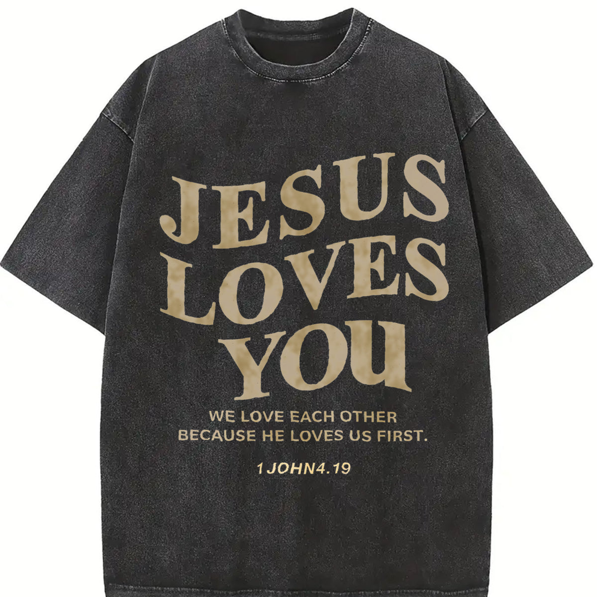 Jesus Loves You Washed T-Shirt, Jesus Tee, Jesus Tshirt , Christian Apparel Streetwear Menswear Oversized Top Classic Cotton Men Women