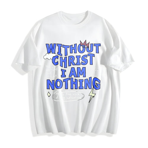 100 Boxy Christian Faith Letter White Cotton T-Shirt - product view