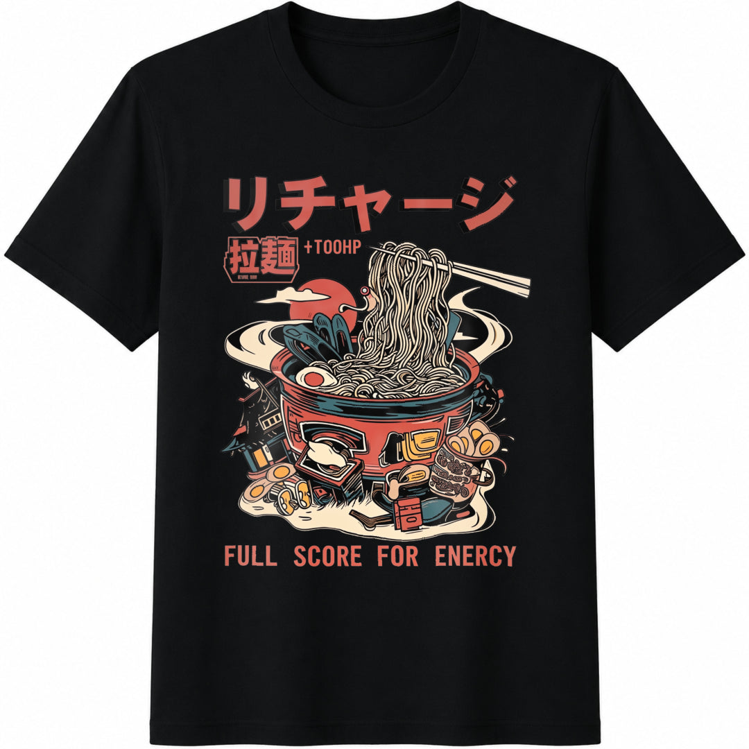 Summer New Ramen Tie-dye Cotton T-Shirt - Black