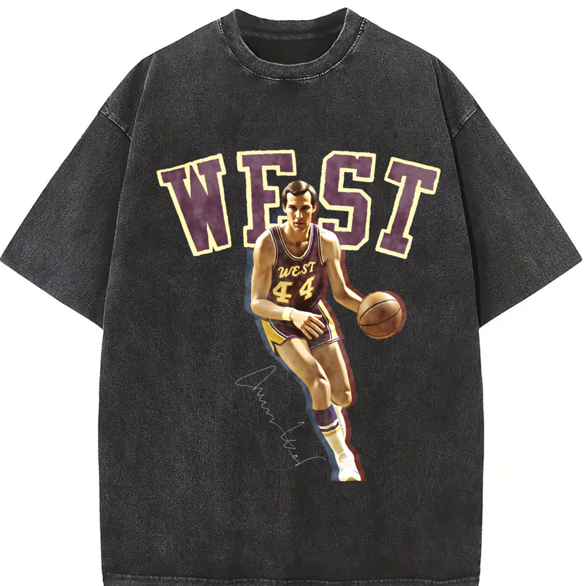 Jerry West Tribute T-Shirt The Logo Basketball Custom Fan Made Art Vintage Design Graphic Tee