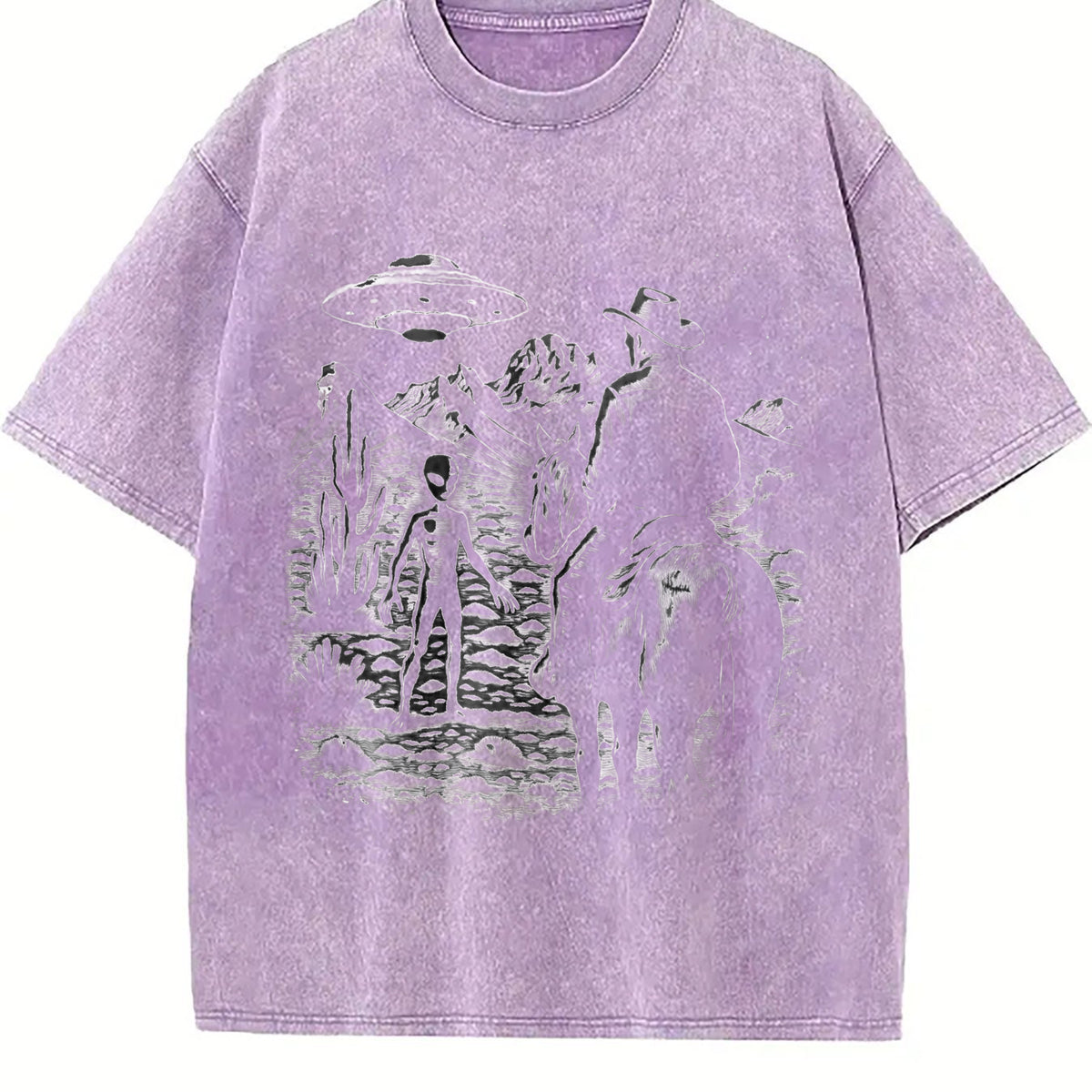 Cowboy UFO Western 90s Vintage Washed T-Shirt - product view