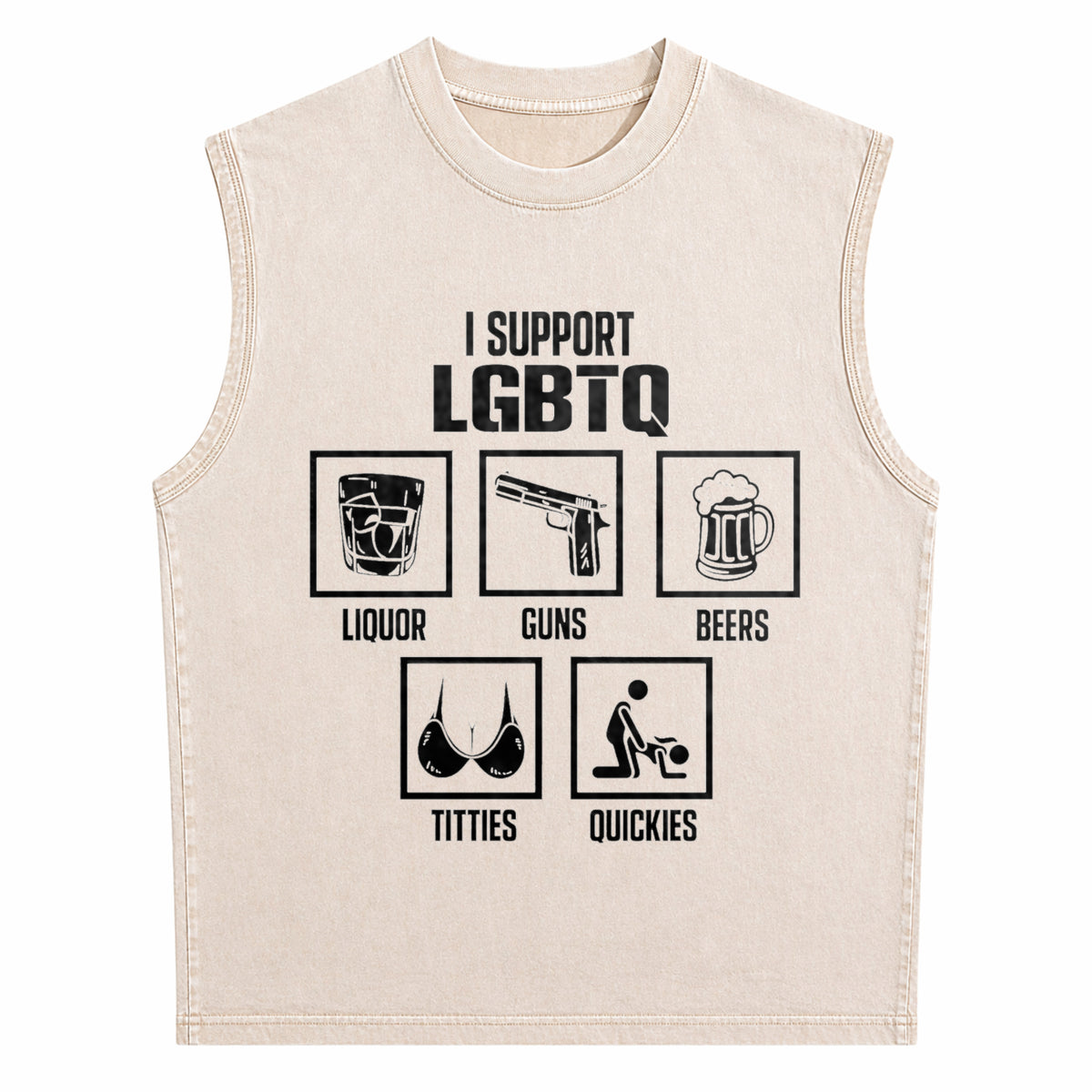 I Support Lgbtq Men's Washed Tank Top - product view