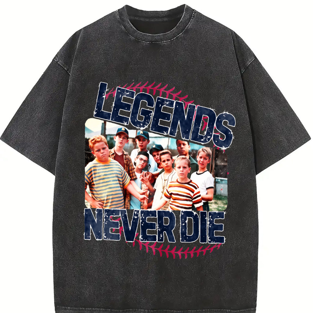 Retro Comfort 1990s Sandlot Legends Never Die Tshirt, Baseball Shirt, Baseball Squad Crew Shirts, Baseball Team Tee Top Womenswear  Casual Summer