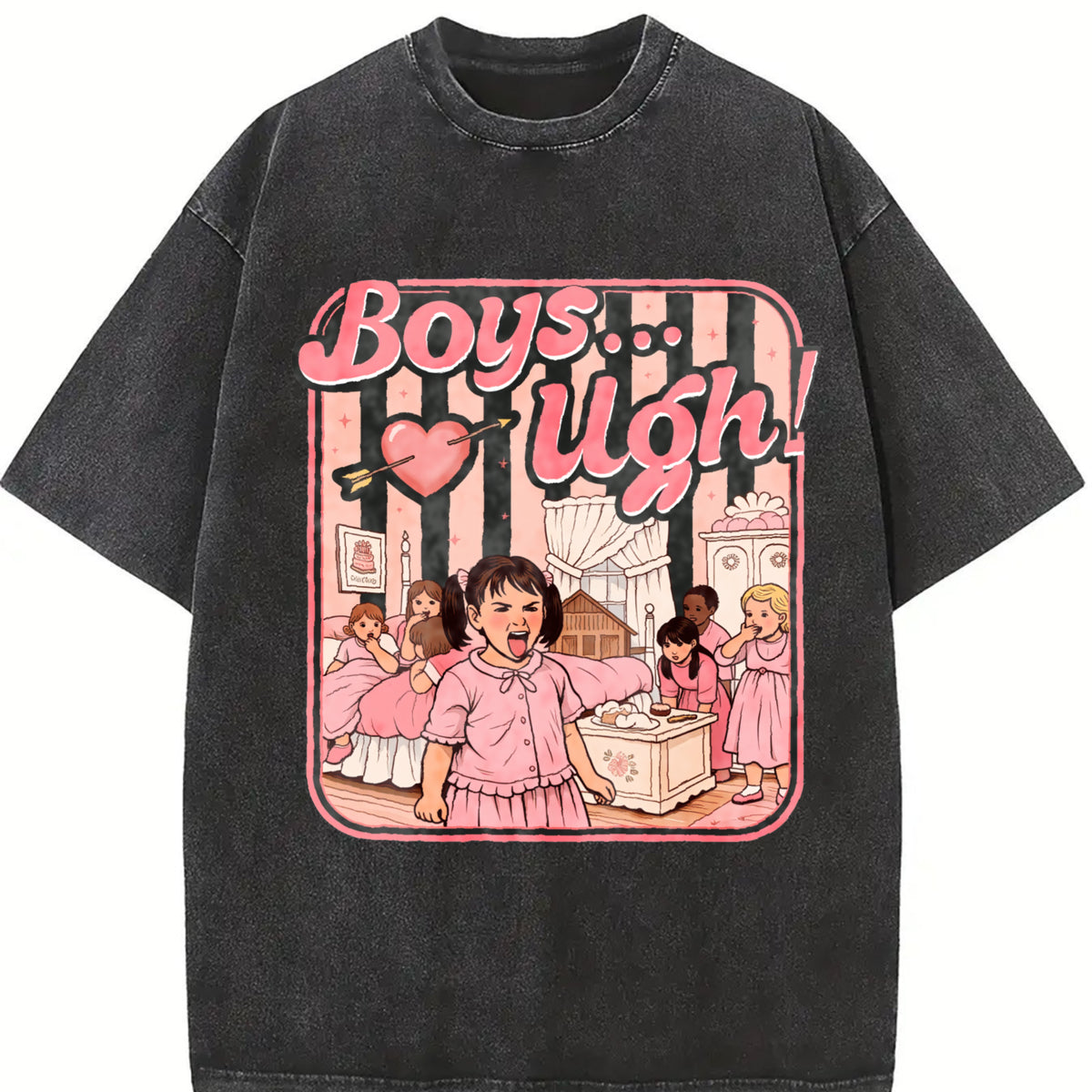 Unisex “Boys...Ugh!” Funny Valentine Vintage Washed T-Shirt  – 90s Movie Quote Graphic Tee