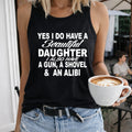 Beautiful Daughter Protective Parent Slogan Women's Tank Top - Black