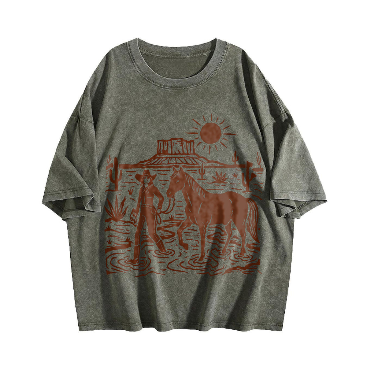 Cowgirl Desert Horse Vintage Washed T-Shirt - product view