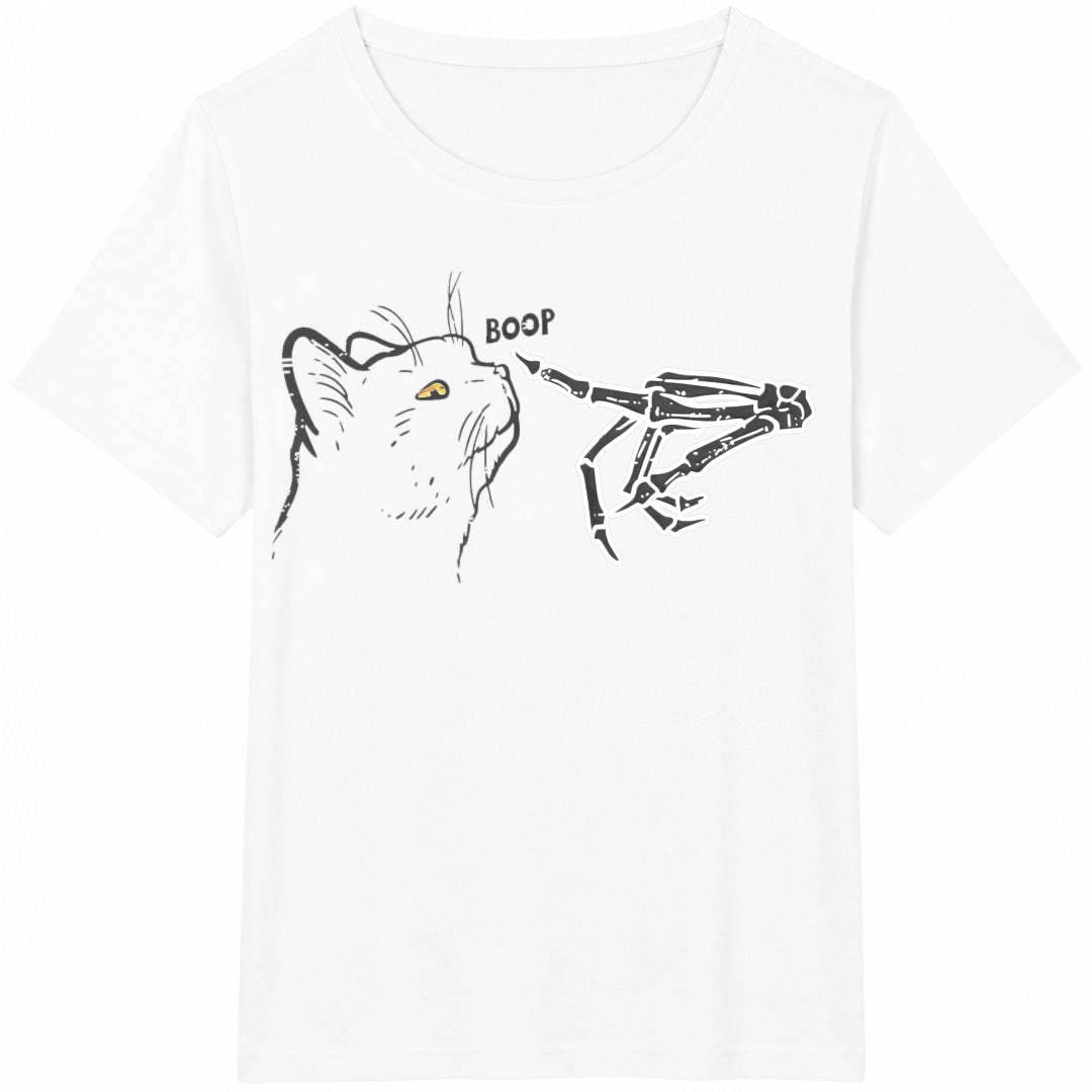 Cat And Skull Hand Cotton T-Shirt - product view