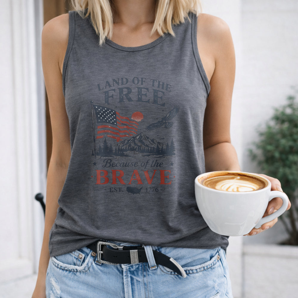 Land Of The Free Because Of The Brave USA Flag Women's Tank Top - product view