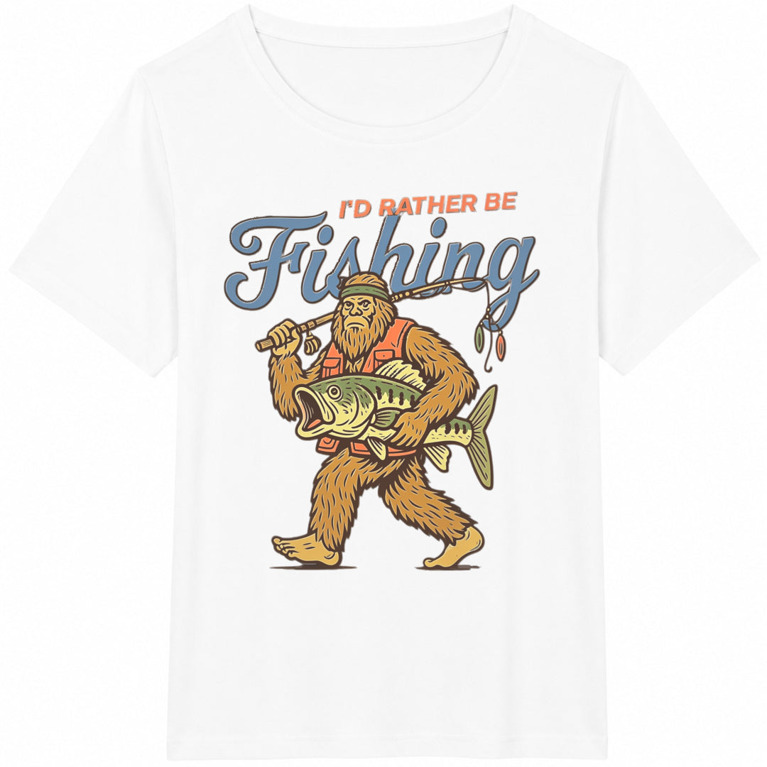 Funny Bigfoot Fishing : Sasquatch Bass Cotton T-Shirt - product view