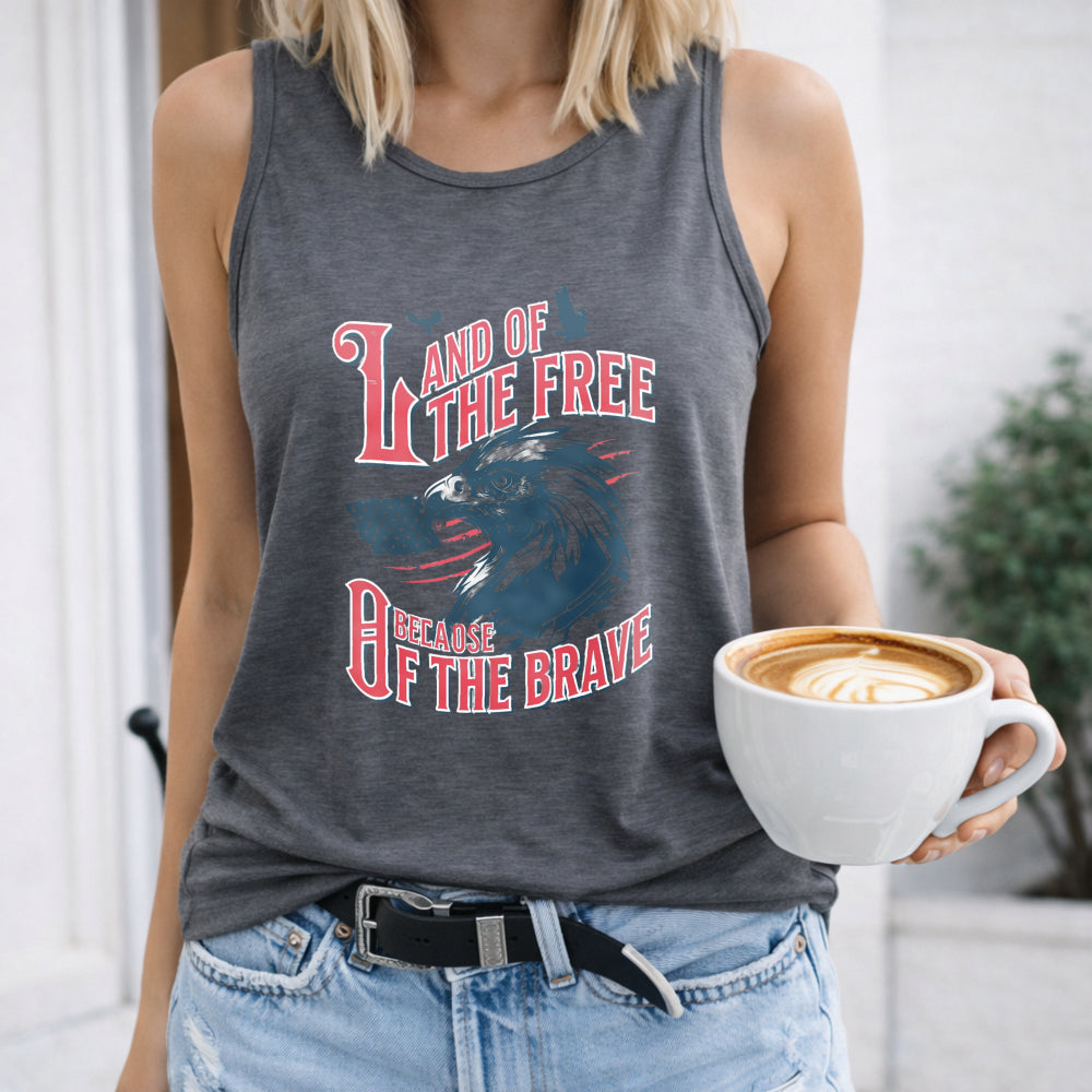 Land Of The Free Because Of The Brave Fourth Of July Women's Tank Top - product view