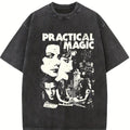 Women's Practical Magic Casual Printed Round Neck T-Shirt, Stylish Summer Tee for Daily Vacation Wear, Loose-Fit Thin Fabric for Spring & Fall