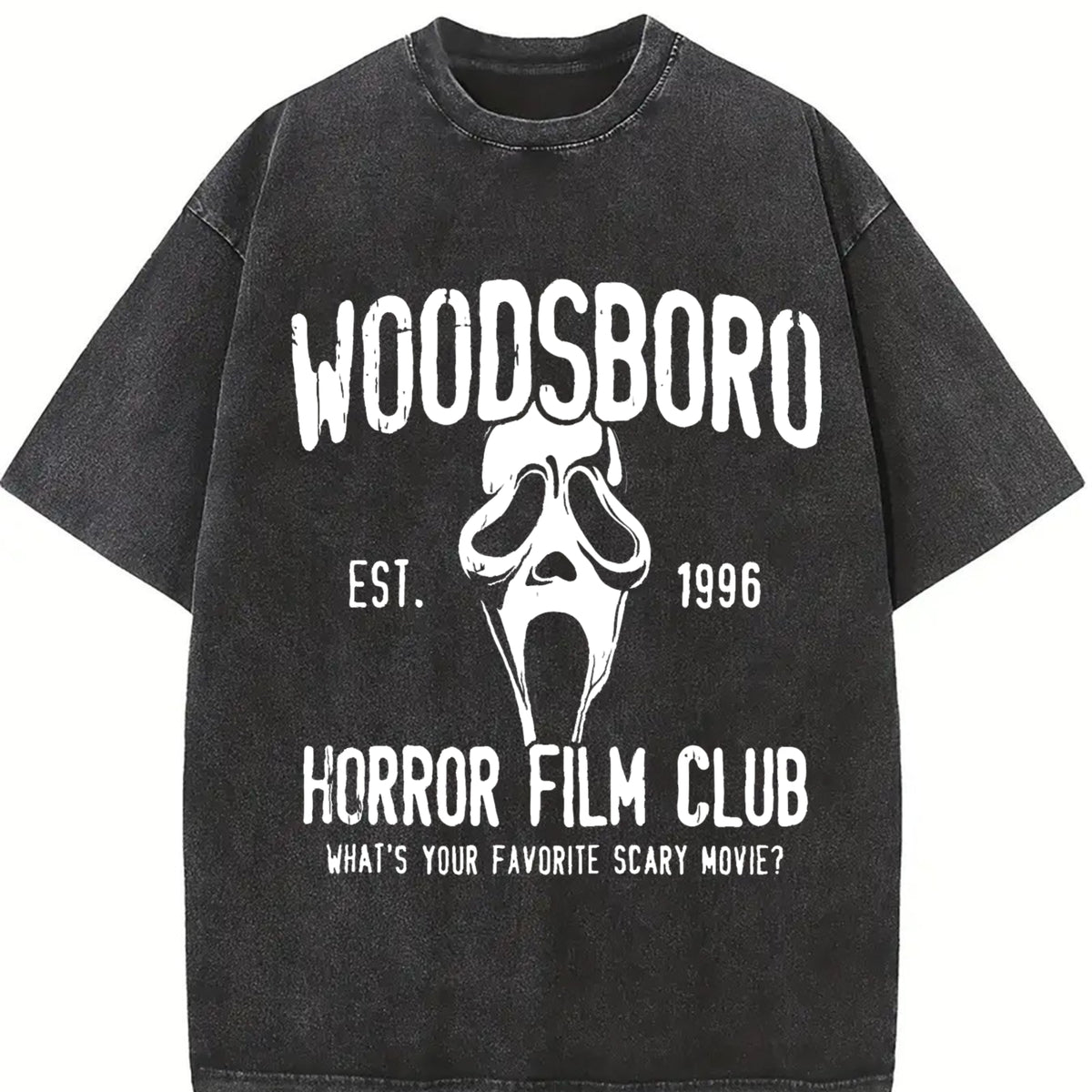 Woodsboro Horror Film Club TShirt Featuring Scream Ghost Face Design For Thriller Movie Fans Spooky Season Streetwear Womenswear