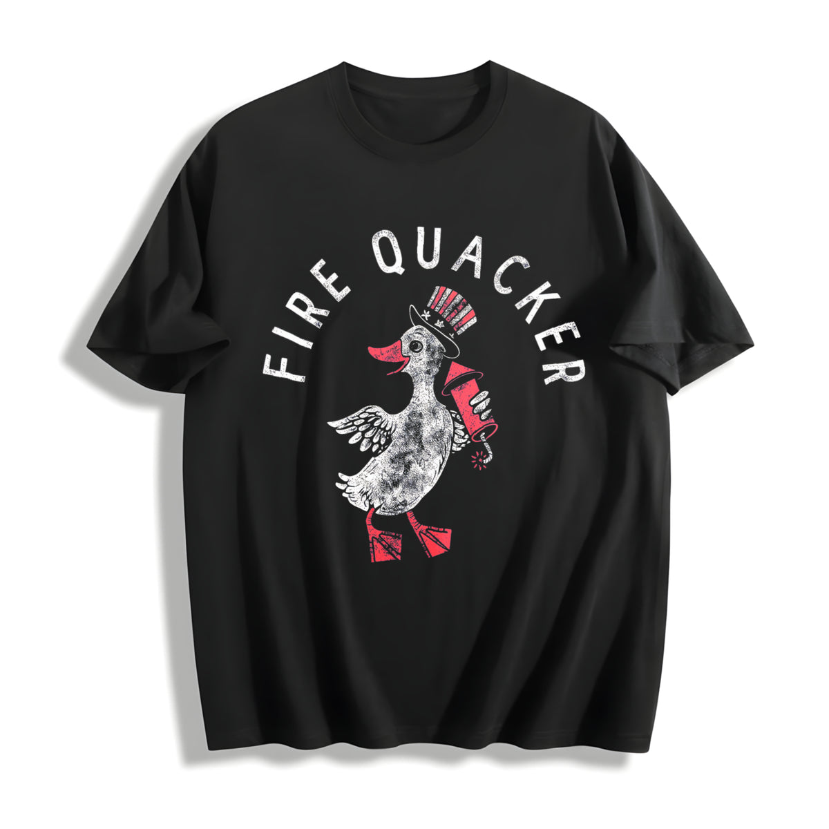 Fire Quacker Funny Sarcastic Fourth Of July Party Duck Cotton T-Shirt - Black