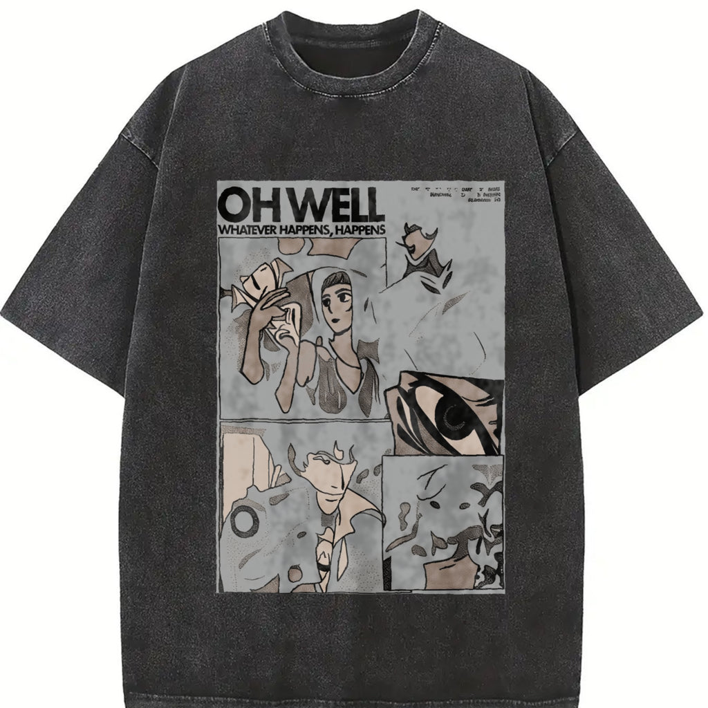 Retro Vintage Cowboy Bebop Anime Double Printed  Washed T-shirt Unisex Mineral Anime Manga Washed Heavy Cotton T-shirt, Gift For Anime Fan Lover
