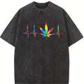 100% Cotton Unisex Weed Funny Cannabis Marijuana Leaf Heartbeat Stoner Tie Dye T-Shirt Casual Top