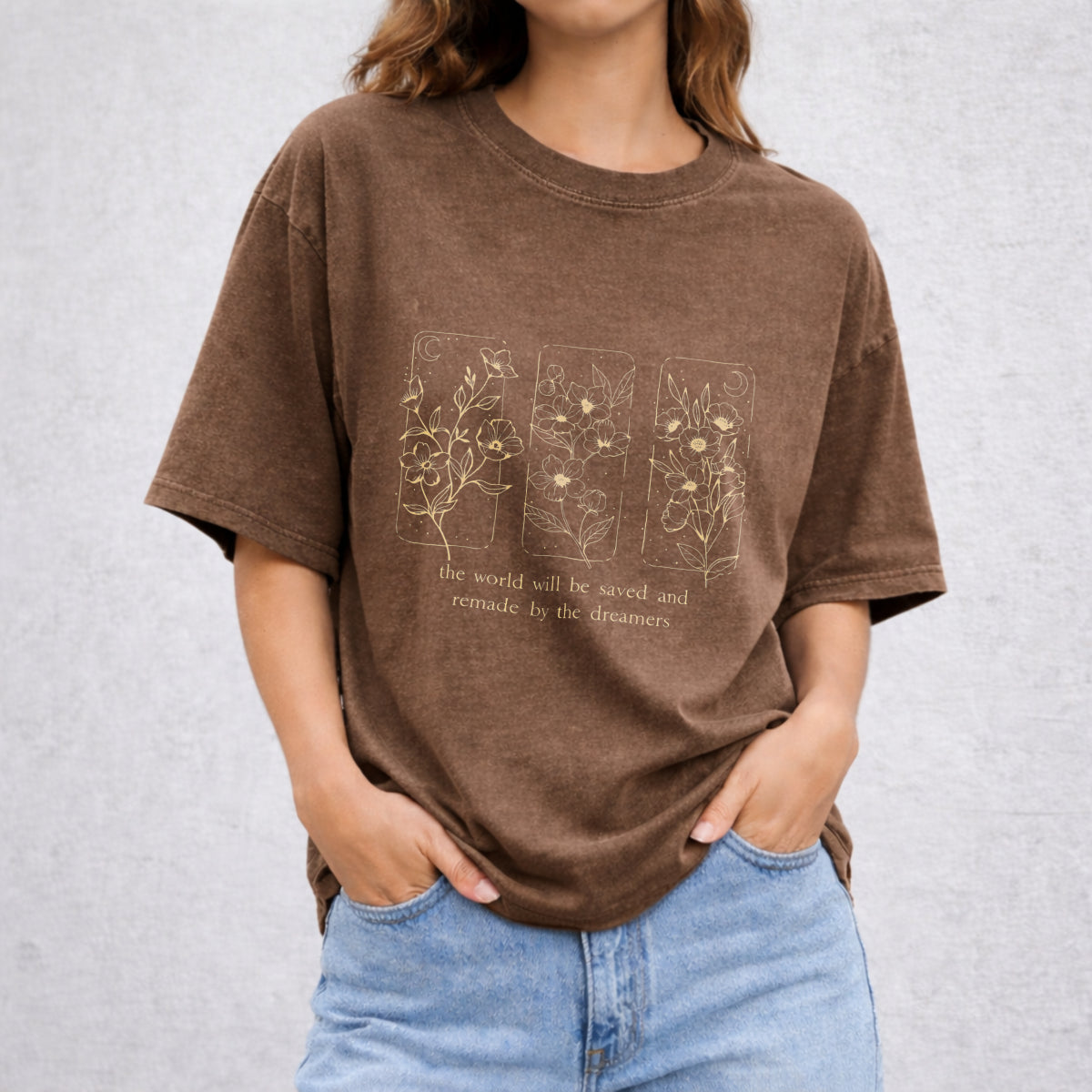 Throne Of Glass Flower Aelin Quote Vintage Washed T-Shirt - product view