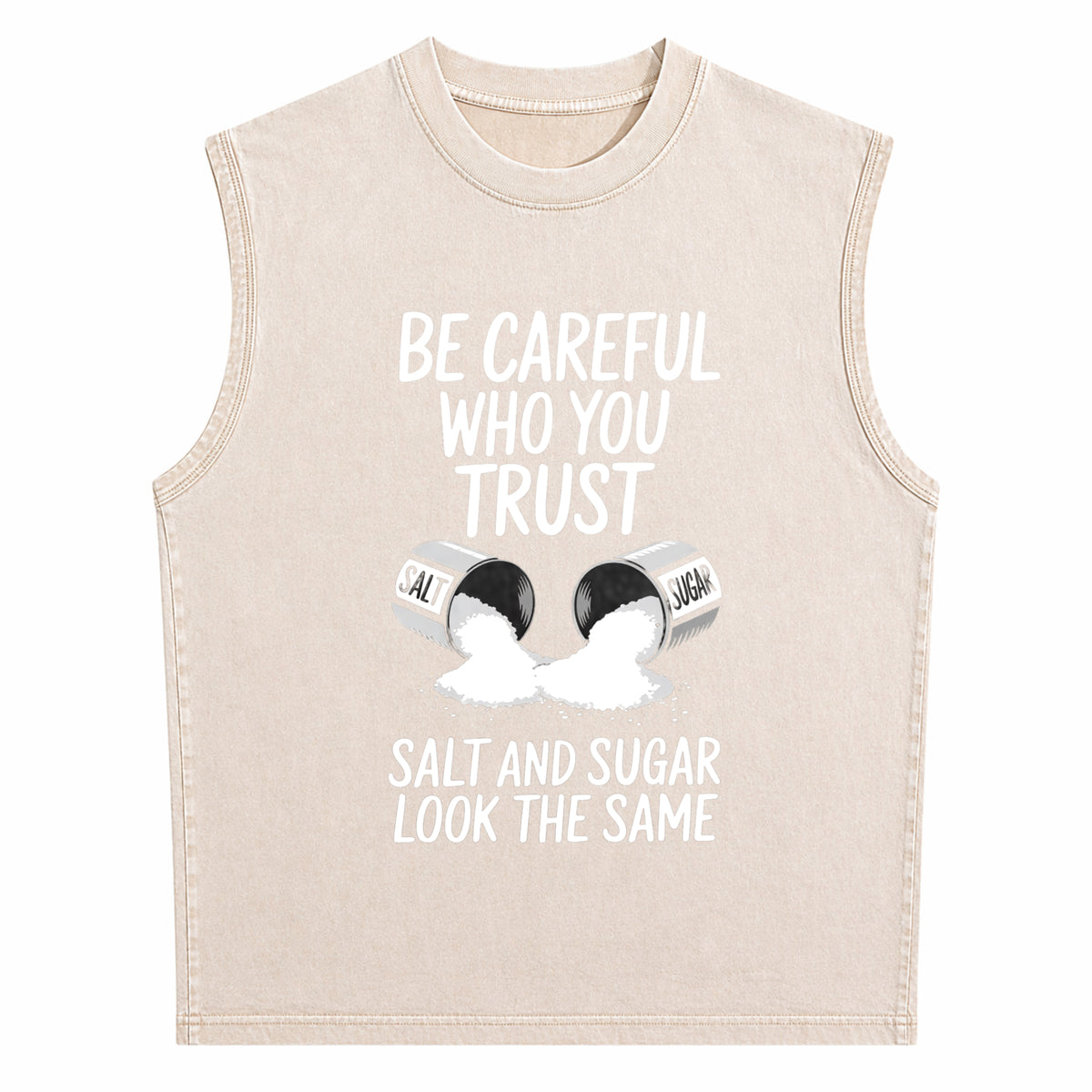 Outdoor Fitness With Salt - Beware Of Spoken Words From Men's Washed Tank Top - product view