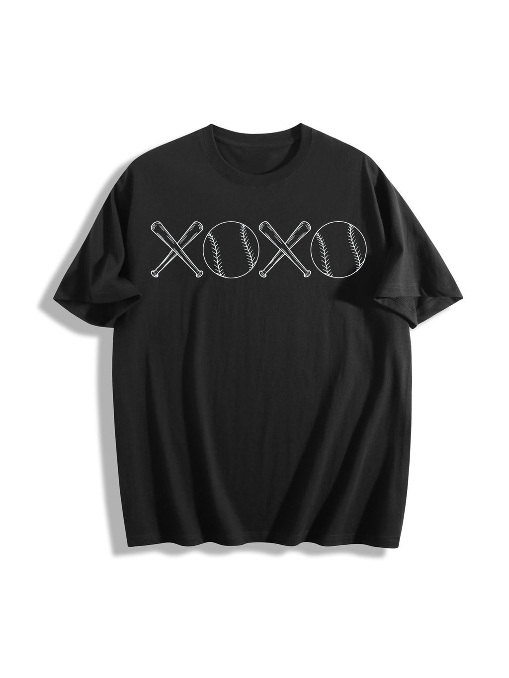 Baseball Xoxo Cotton T-Shirt - Black