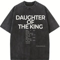 Women's "DAUGHTER OF THE KING" Print Round Neck Tee, Fashion Casual Short Sleeve T-shirt, Ladies Summer Sleepwear, Top