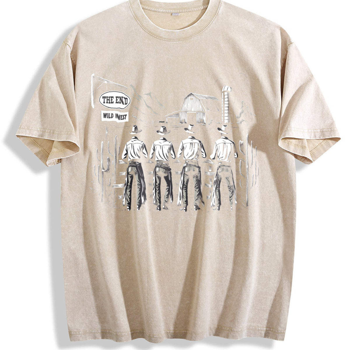 Western Cowboys Vintage Washed T-Shirt - Beige