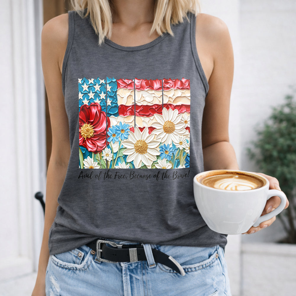 Land Of The Free Because Of The Brave Fourth Of July Women's Tank Top - product view