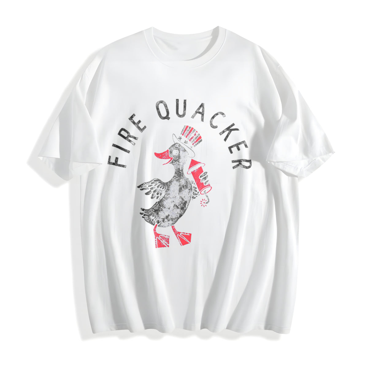 Fire Quacker Funny Sarcastic Fourth Of July Party Duck Cotton T-Shirt - product view