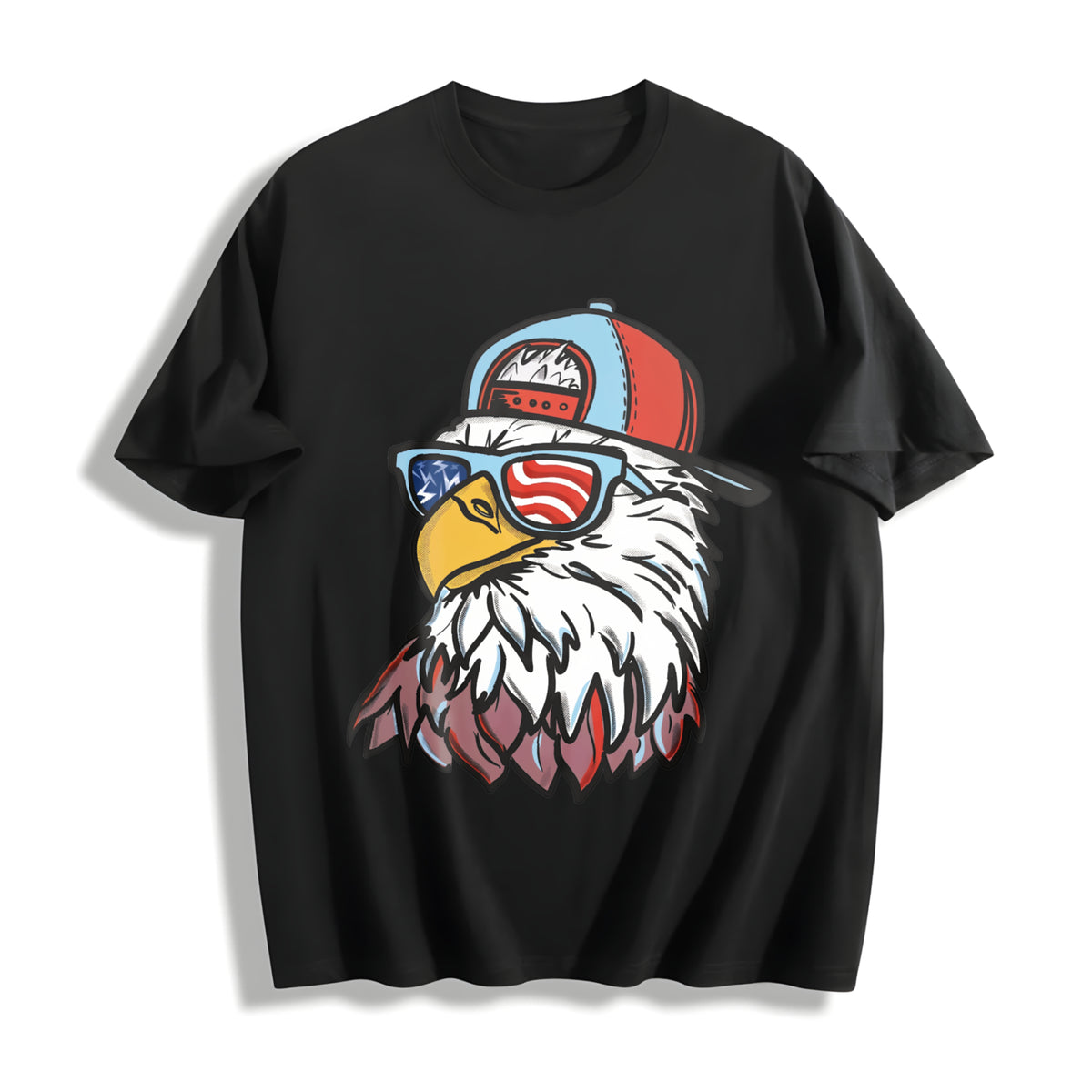 Lat Boys Patriotic Eagle Cotton T-Shirt - Black