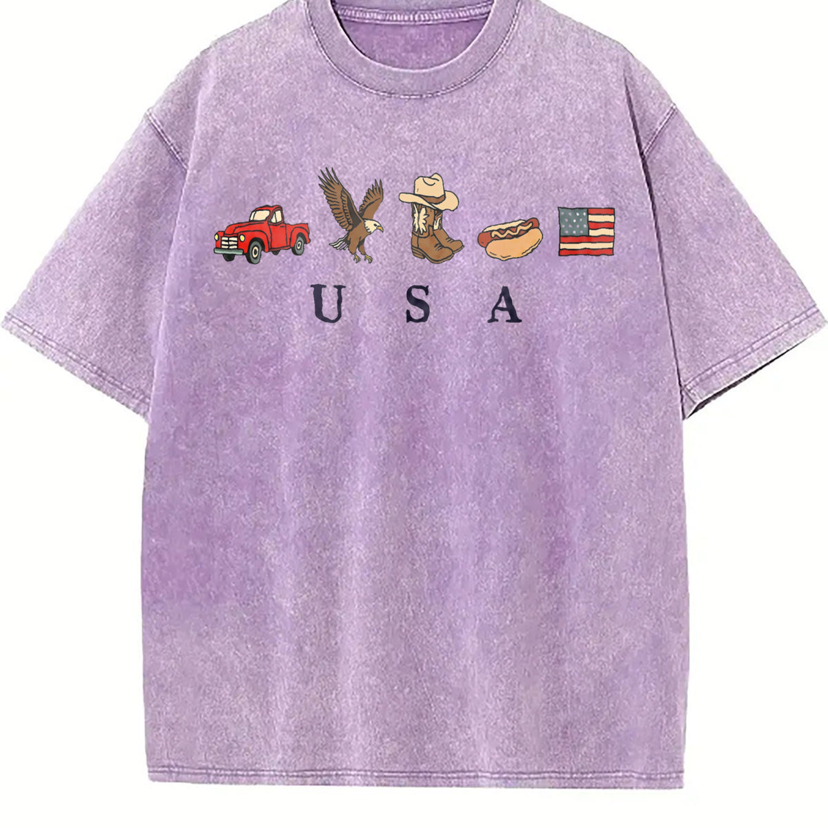 Classic USA Truck Eagle Cowboy Boot Hot Dog Vintage Washed T-Shirt - product view
