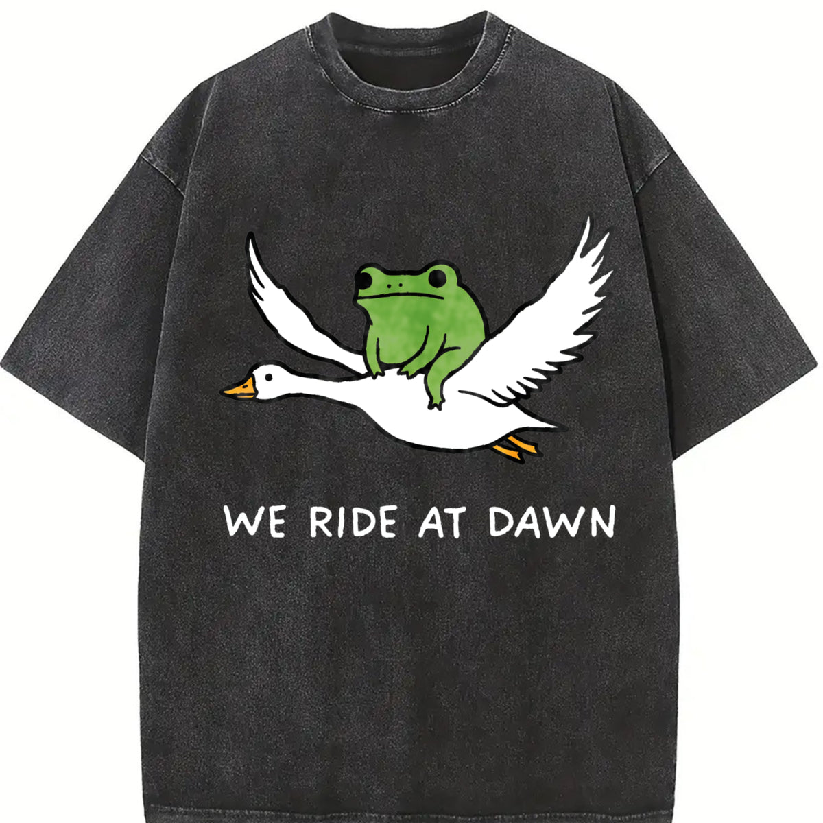 Comfort Colors We Ride at Dawn T-Shirt, Funny Frog and Goose Tee, Chaotic Animal Shirt, Whimsical Gamer Gift