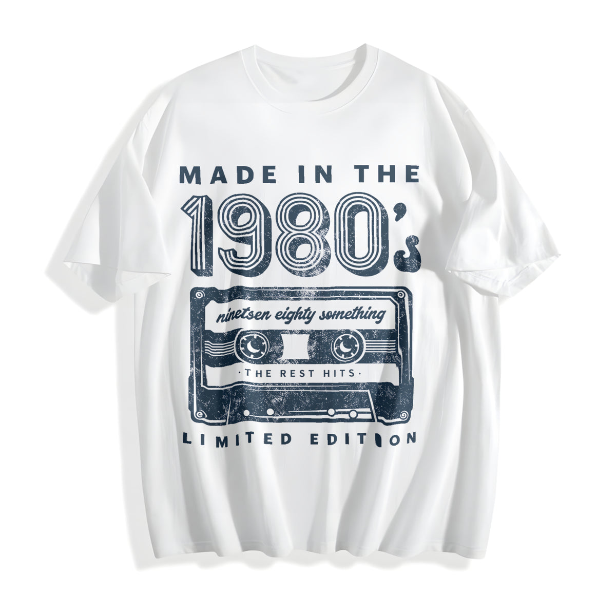 Made In The 1980s Funny Cassette Tape Music Funny Cute Ladies Cotton T-Shirt - product view