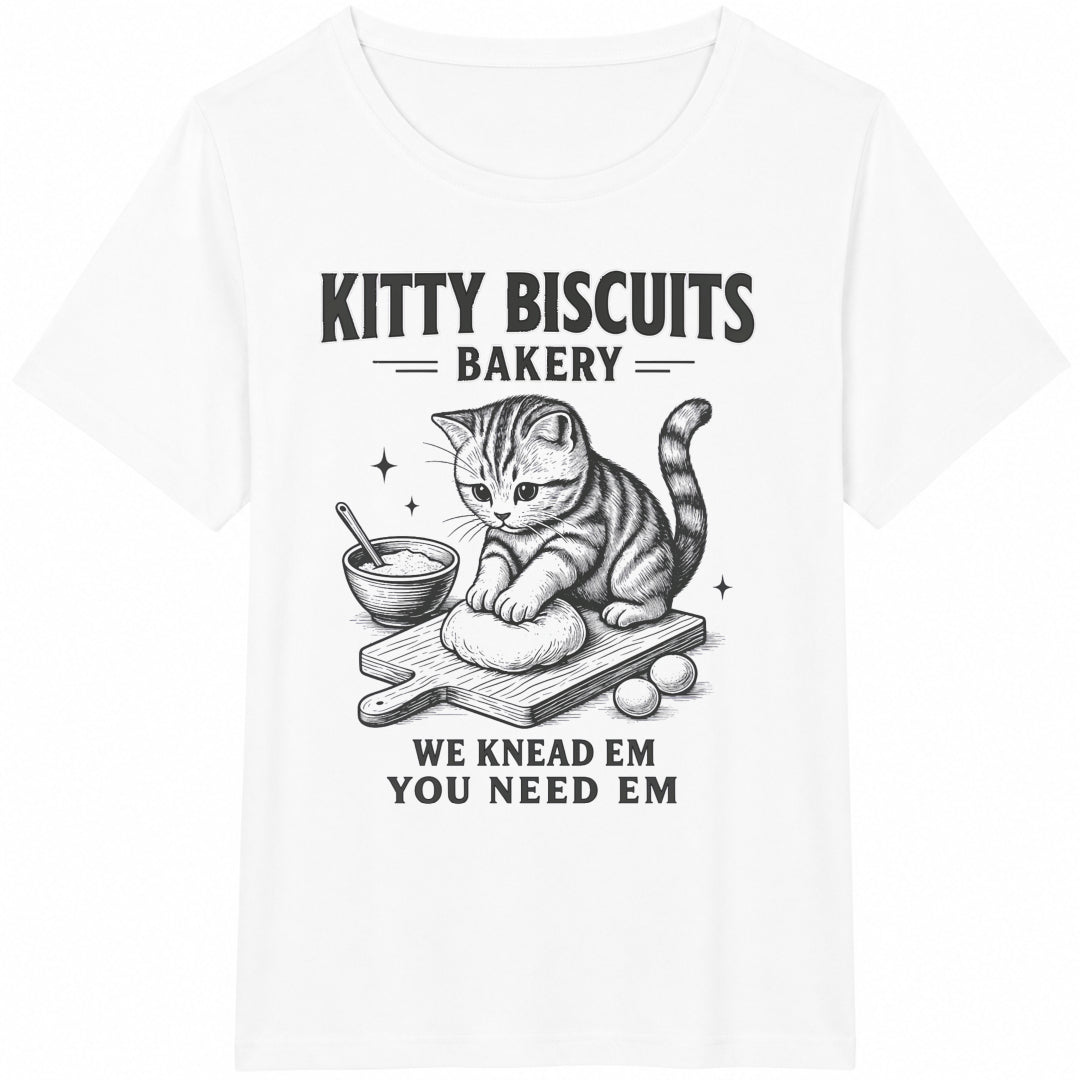 Cat Funny Cat Sourdough Cat Meme Kitty Biscuits Kitten Cat Cotton T-Shirt - product view