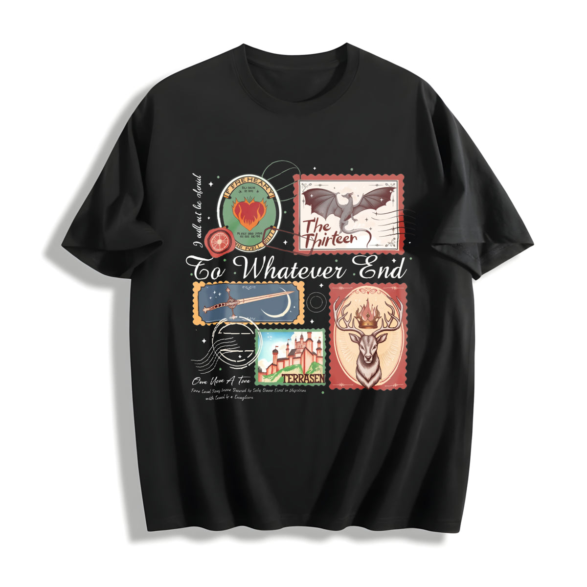 Throne Of Glass TOG Book Stamps Terrasen Fantastic Reader Cotton T-Shirt - Black