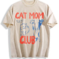 Cat Mom Vintage Washed T-Shirt - Beige