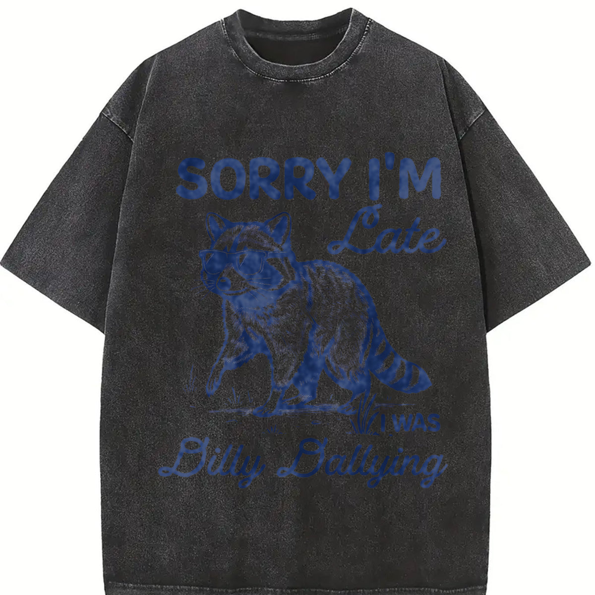 Comfort Colors Sorry I'm Late Dilly Dallying Feral Raccoon T-shirt , Raccoon Lover Shirt, Funny Retro Silly Animal Mental Health Gift For Her