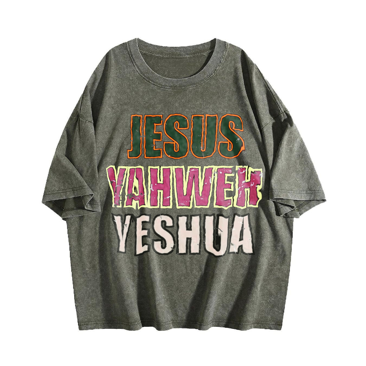 Jesus Yahweh Yeshua Religious Text Vintage Washed T-Shirt - product view