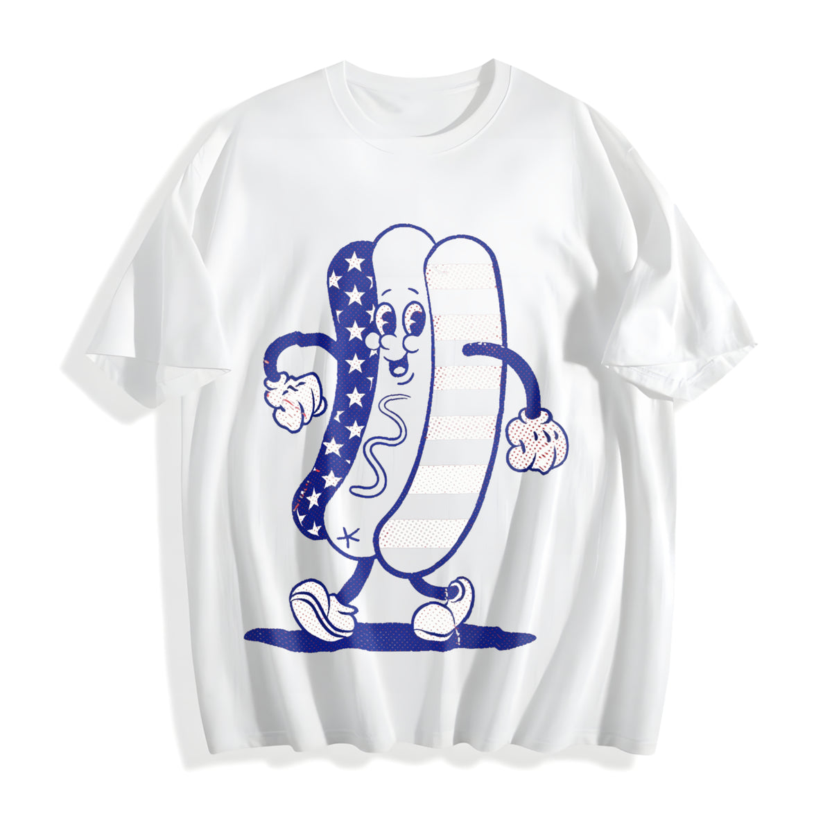 Fourth Of July Hotdog Funny Patriotic Cookout Grilling For Cotton T-Shirt - product view