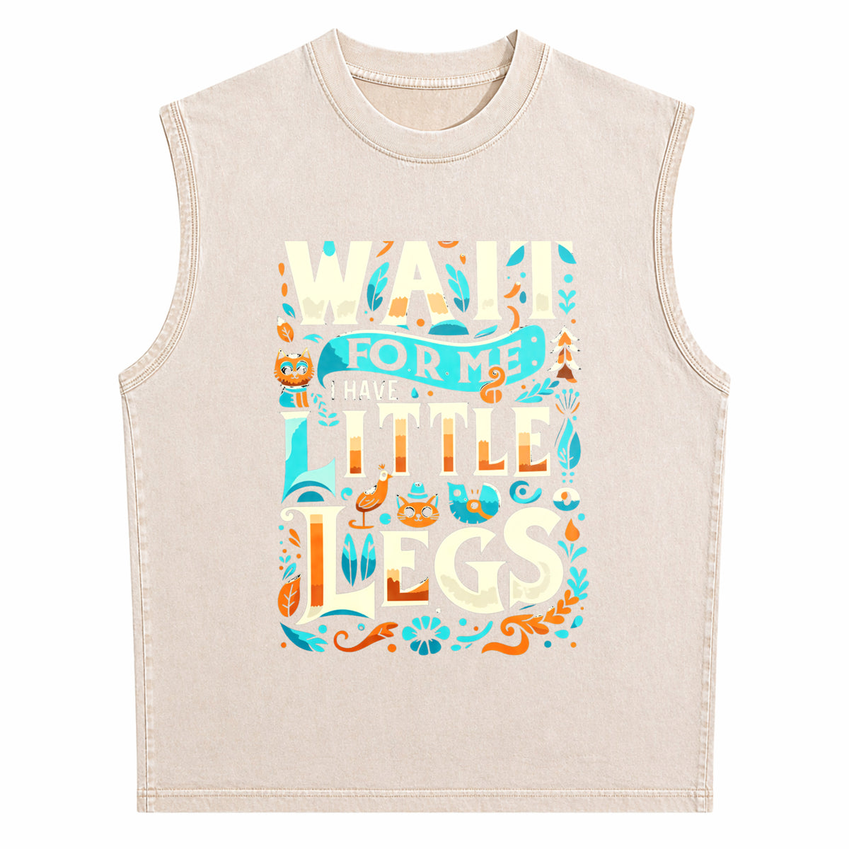Cozy 'wait For Me I Have Little Legs' For Short Guys Men's Washed Tank Top - product view