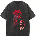 Ryomen Sukuna Jujutsu Kaisen Oversized Washed Tee Heavy Cotton Neon Red Graphic Shirt Anime Collector Essential Double Sided Prints Big Bold Graphics