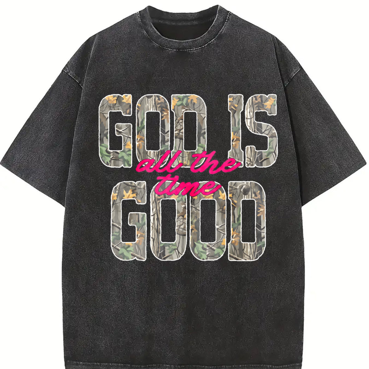 Comfort Colors God Is Good All The Time T-Shirt, Trendy Retro Distressed Camo Christian Tee, Retro Faith Shirt, Bible Verse Shirt, Religious Shirt Tshirt
