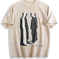 Atmosphere Virtual Shadow Characters Shadow Vintage Washed T-Shirt - Beige